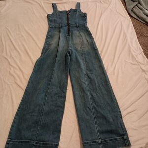 Pilcro And The Letterpress Denim Wide-Leg Zip Front Jumpsuit Women's Size 6